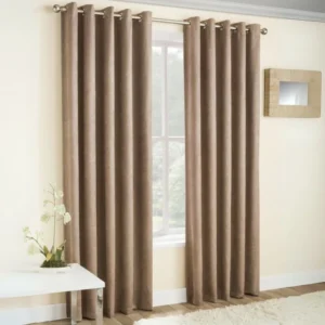 Latte Bedroom Thermal Blockout Eyelet Curtains