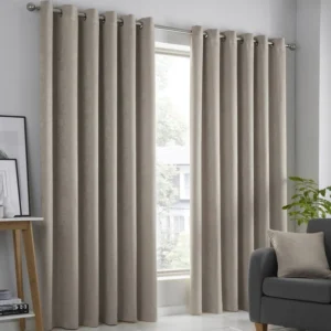 Natural Bedroom Dimout Eyelet Curtains