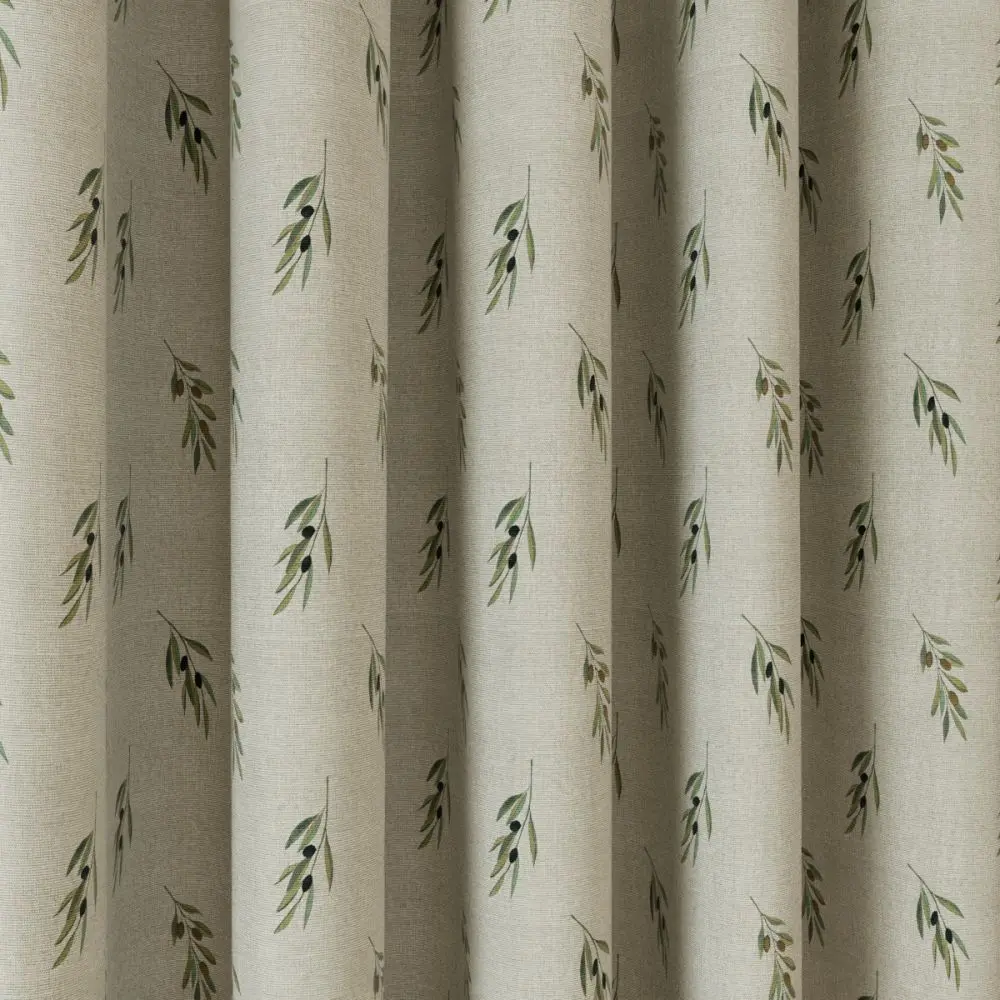 Olive Green Linen Bedroom Curtains 1