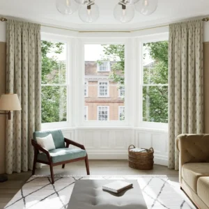 Olive Green Linen Bedroom Curtains