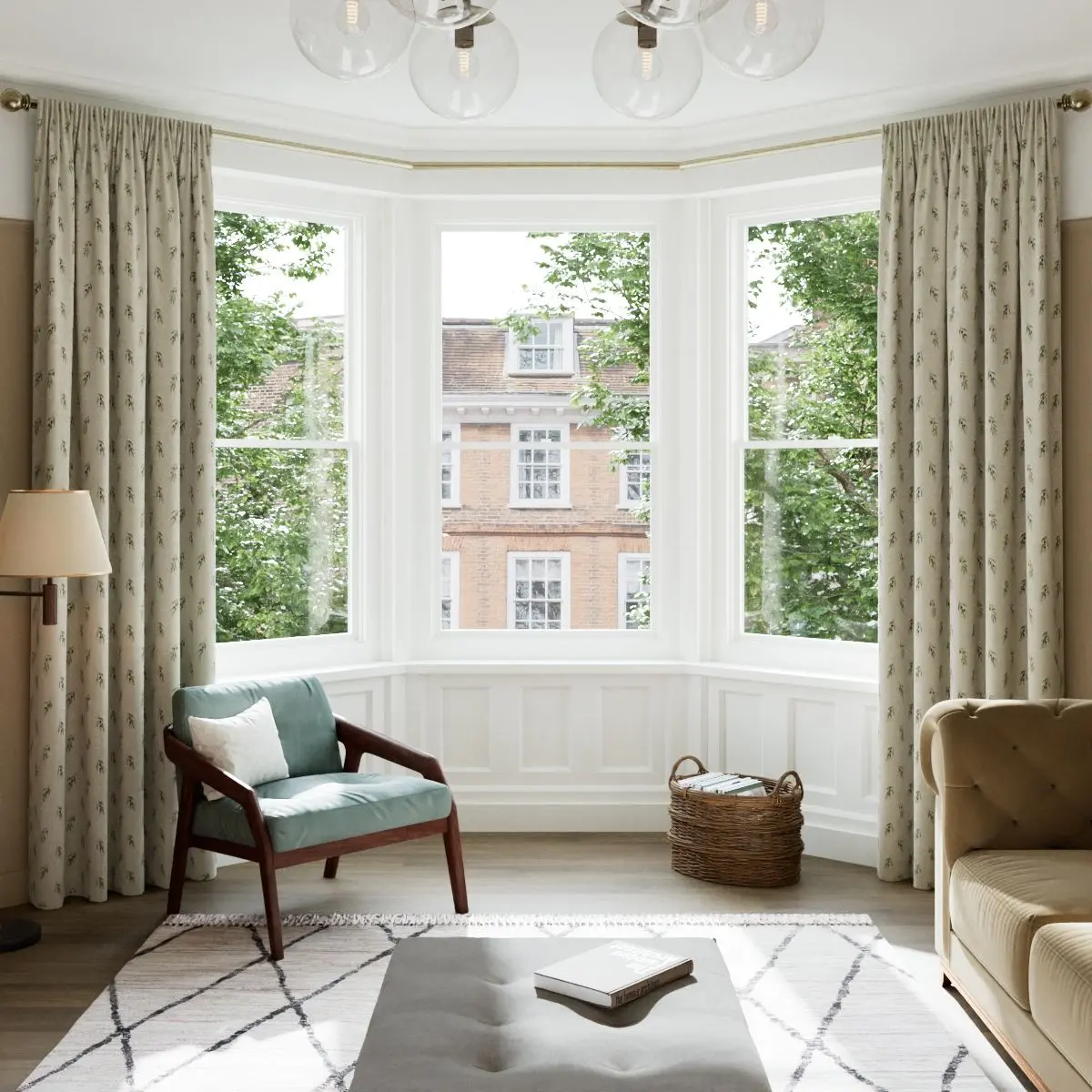 Olive Green Linen Bedroom Curtains