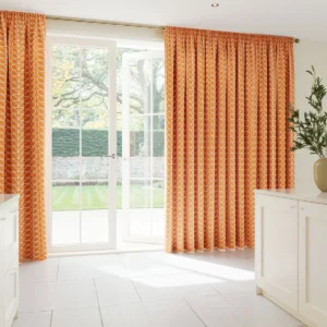Persimmon Linear Pattern Bedroom Curtains