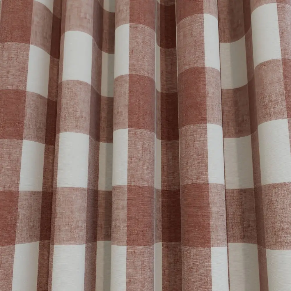 Rustic Red Gingham Bedroom Curtains - Image 2