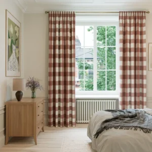 Rustic Red Gingham Bedroom Curtains