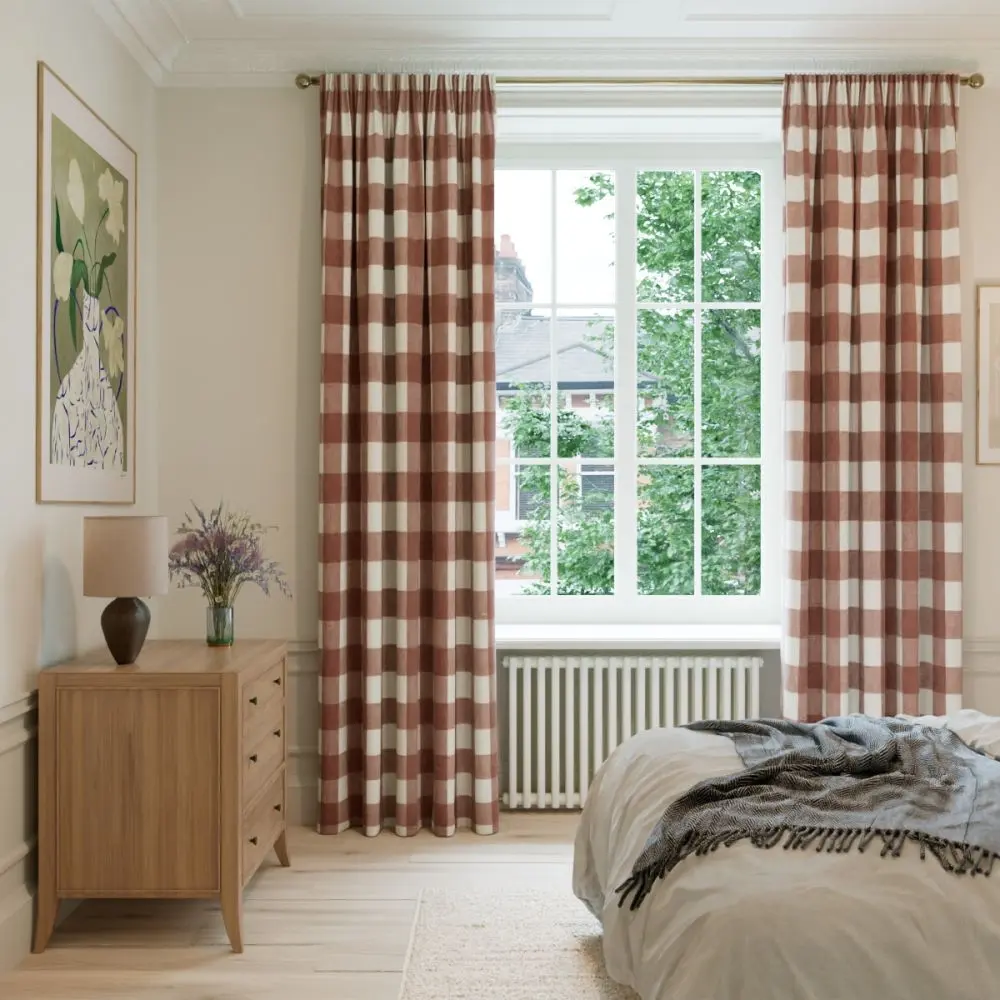 Rustic Red Gingham Bedroom Curtains